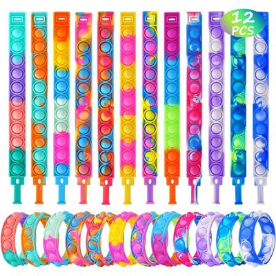 12PCS Zappeln Spielzeug Pop Armband Party Favors Blase Armbänder Push Poping Sensorischen Stressabbau Spielzeug für Kinder Kinder Geschenke
