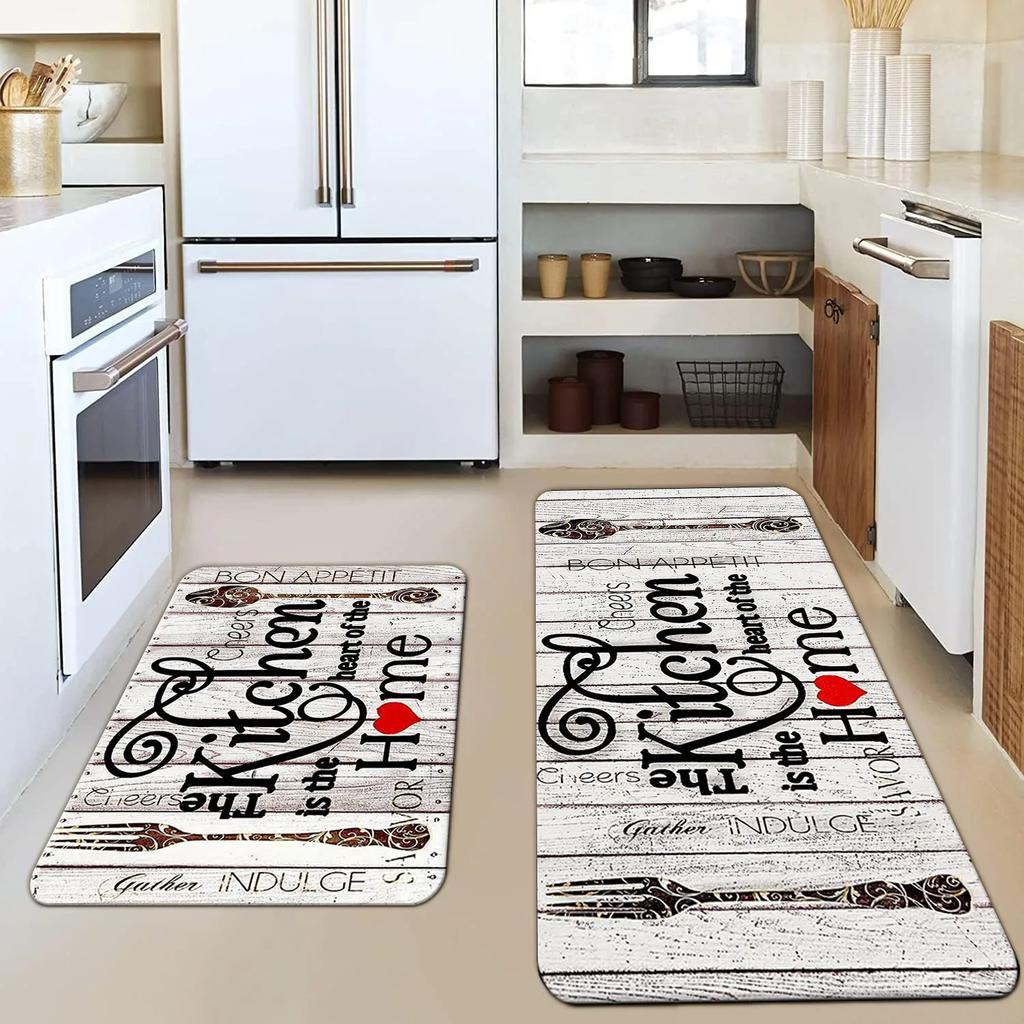 2pc Utensil American Print Rug, Non-Slip And Dirt-Proof, Washable Carpet For Kitchen And Dining Room, Home Decoration.