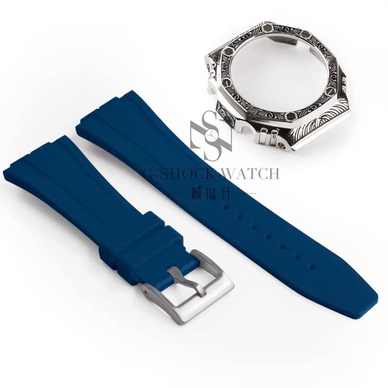 GA2100 Para Casio Carvalho de Fazenda Escultura Caixa de Metal Pulseira de Resina GA2100/2110 Escultura Modificada GM2100 GBM2100 Caixa Acessórios de Relógio