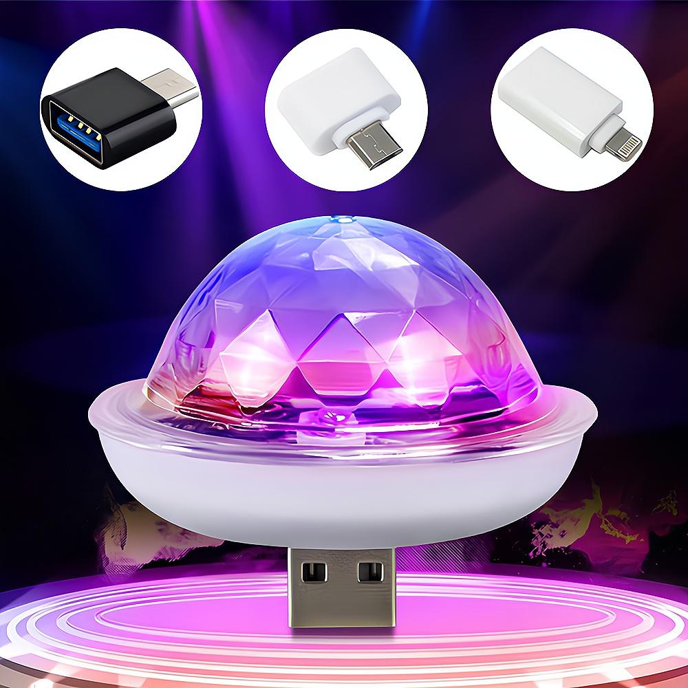 1pcs USB Dj Lamp Led Bar Night Light LED RGB Discos Stage Ing Projector Welcome Micro Crystal Ball Sound Party Atmosphere Lamp