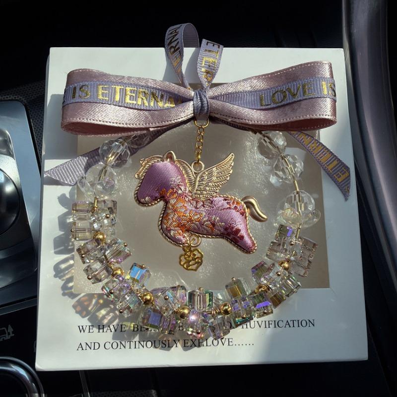 Crystal Starry Pegasus Car Pendant Rearview Mirror Hanging Decoration Gift For Women
