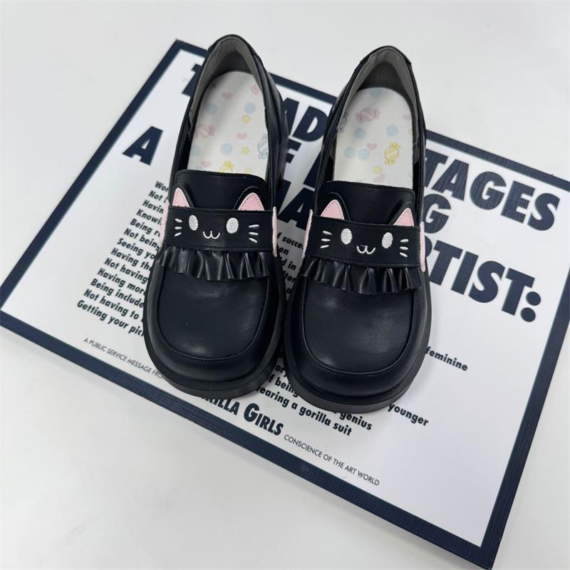 College Style Cute Leather Shoes Lolita Lolita Uniform Shoes Versatile Japanese One-pedal Round Head Middle Heel Jk Single Shoes