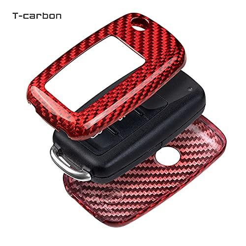 T-carbon Compatible: Volkswagen Golf 7 MK7 3-Button Car Key Case Real Carbon Smart Key Case Key Cover Key Protection Key Holder (Through Hole Typ