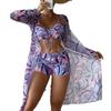 Maillot de bain femme trois pièces taille haute manches longues combinaison célébrité Internet blouse bikini sexy