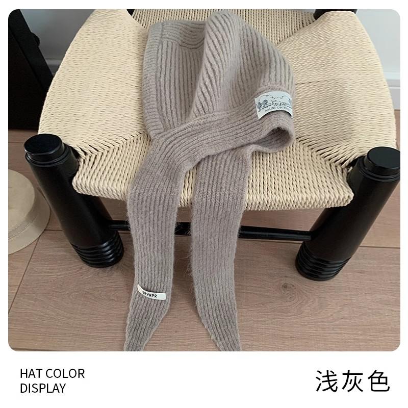 Balaclava hat for women, small face in autumn and winter, cold-proof and warm hat, scarf and neck integrated wool hat, ear protection hat