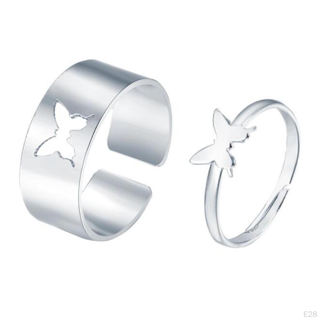 Fashion Hollow Matching Rings Set for Teen Girls Mens Engagement Adjustable Open Punk Jewelry
