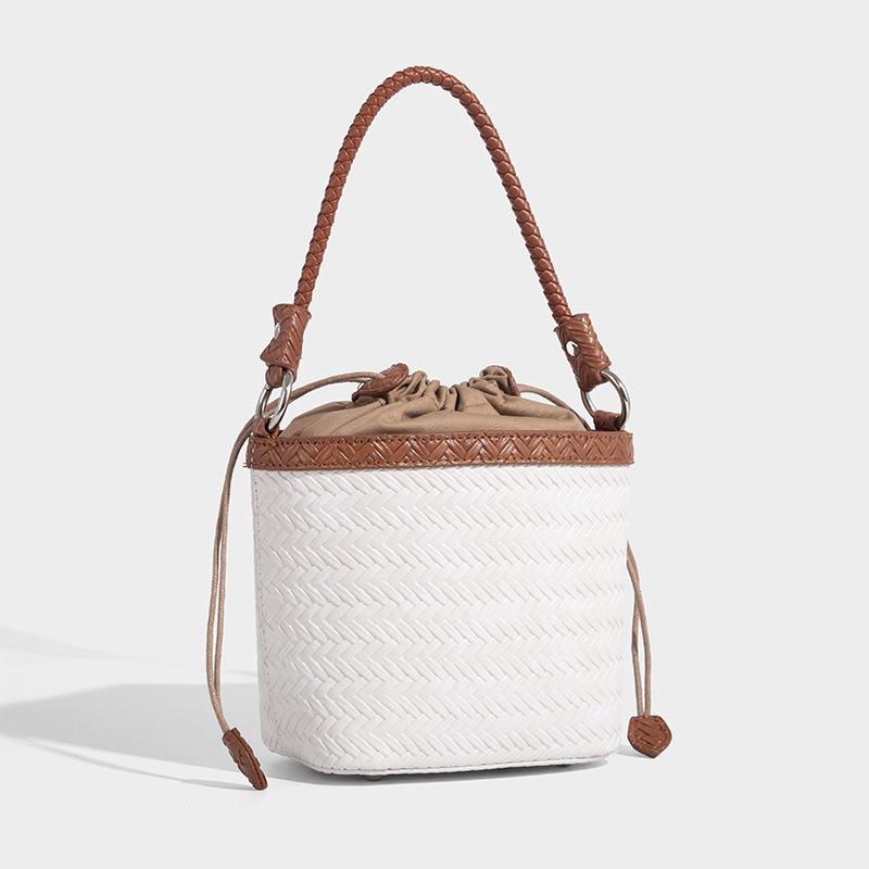 

Вязаная сумка-мешок в стиле ретро, высококлассная сумка-ведро, сумка кроссбоди для поездок на работу бежевый