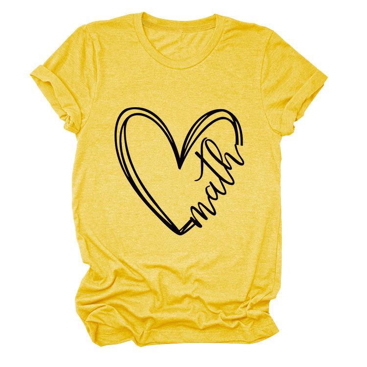 Summer Minimalist Heart-shaped 3D Printed Short Sleeved Women's T-shirt