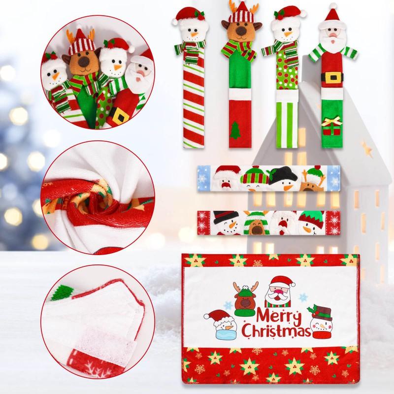 7pcs Christmas Appliance Handle Covers Kitchen Holiday Decor Microwave Fridge Oven