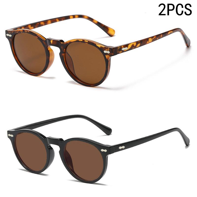 2PCS New Style Of Retro Glasses Round Fashion Mita Sunglasses Personalized Sunglasses JH3053