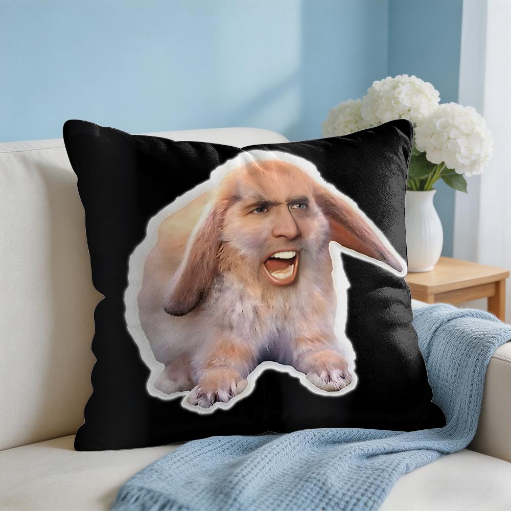 Nordic Style Nicolas Cage Rabbit Cushion Cover Square Pillow Bedroom Sofa Leisure Comfort Living Room Home Decoration X