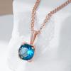 Shiny Blue Natural Zircon Pendant Necklace For Women Fashion  Rose Gold Color Vintage Party Daily Fine Jewelry