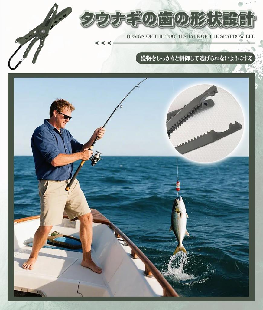 Fish Fish Fish Alligator Strong Lightweight Fish Grip with Fishing Gear Catcher, Grip, Grabber, Grip, Hold, Non-Slip, Aluminum, Tooth-Shaped Design,
