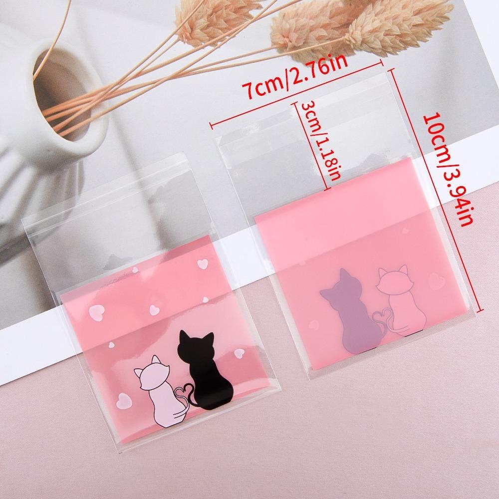 50Pcs Couple Cats Biscuits Candy Bags Plastic Sandwich Bread Packaging Bags  Package Supplies