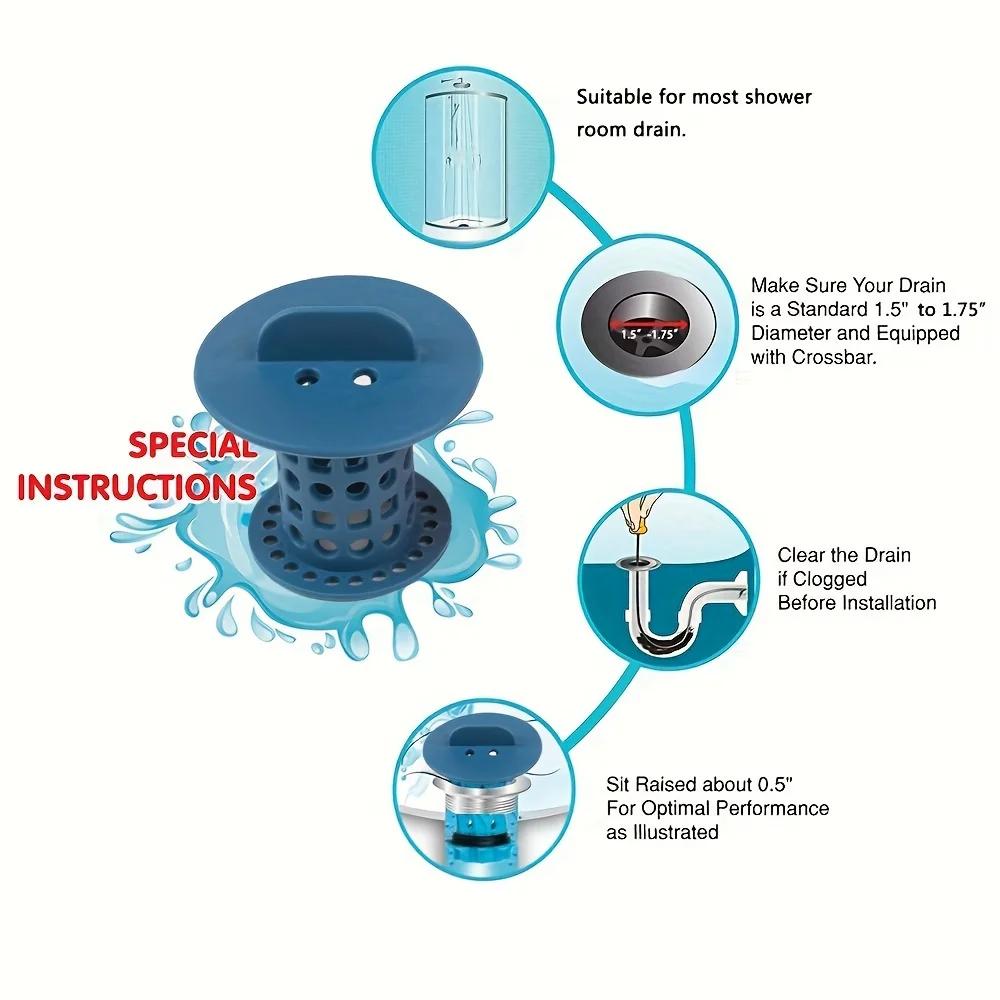 1pcs  Shower Drain Hair Catcher Hair Cleaning Collector Bathroom Accessories Flexible Sewer Filter  Sink Drain Protector