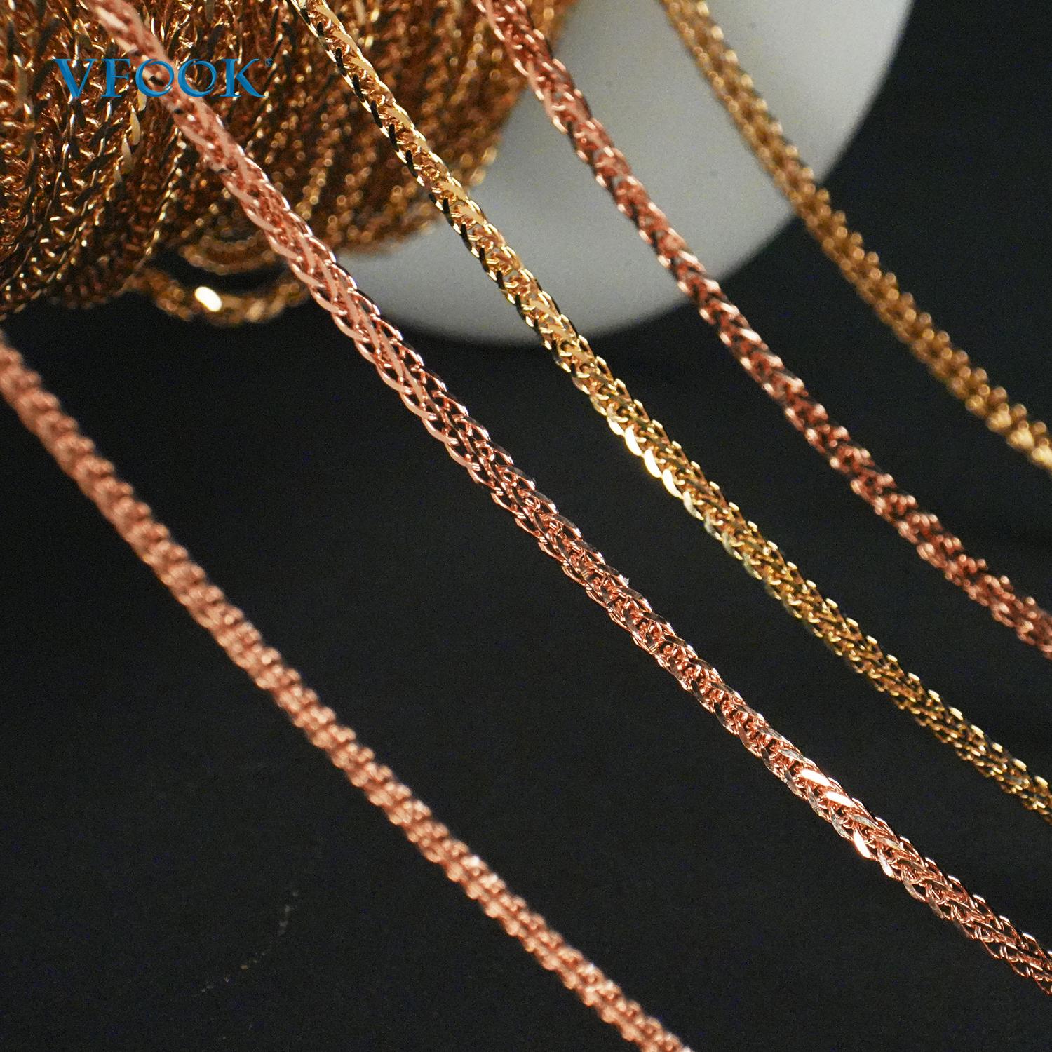 VFOOK Custom Made 14K Cadenas Oro Fine Jewelry Making Chain 14K Gold Filled Wheat Chain for Bracelets Necklaces Making 10K Gold Filled золотой