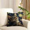 Cute oil painting colorful cat Cushion Cover Reversible Plush Pillow Cover Soft Fluffy  Home Decor for Sofa Bedroom