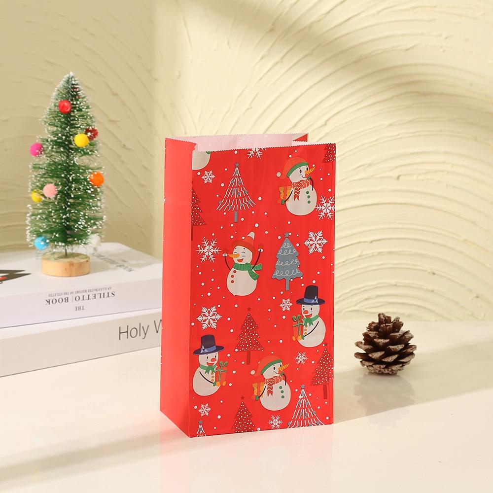 8PCS Christmas Kraft Paper Bags Snowman Gift Wrapping  Party Favors Decoration