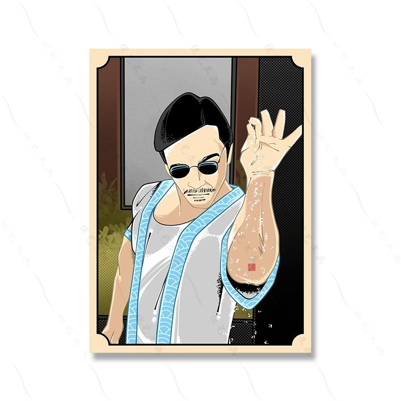 

Мультяшная фигура, голова, скульптура, рисунок маслом, художественный печать плакатов, японский воин, забавная картина на холсте, домашний декор для комнаты, баскетбольные болельщики 21x30cm No Framed