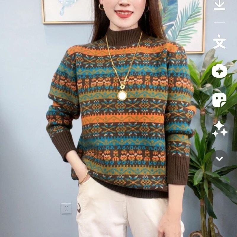 Women's Tops Thickened Warm Half Turtleneck Bottoming Autumn and Winter New Long-sleeved T-shirt Fashionable Style Pullover