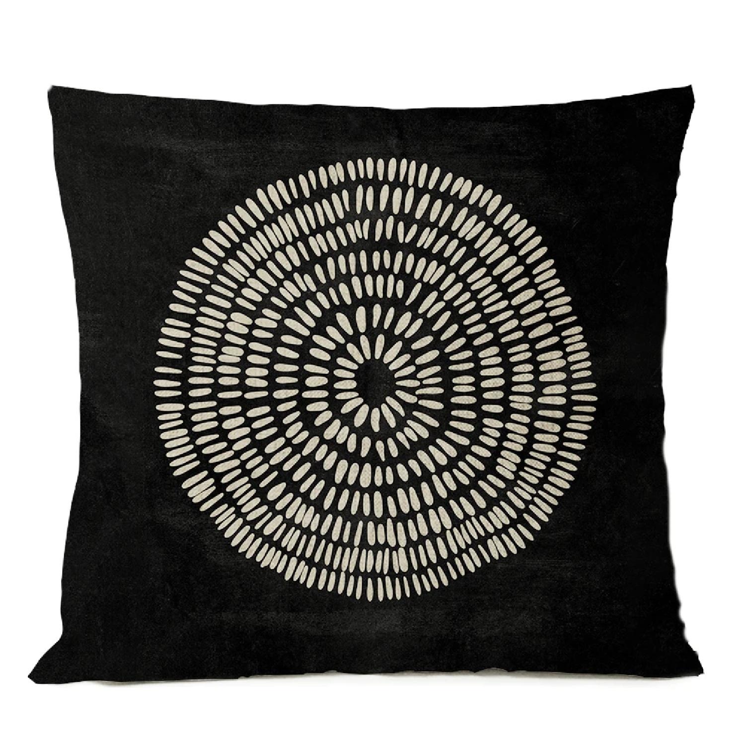 Abstract Black Geometric  Throw Pillow  Boho Floral Leaf Cushion Home Decor Decorative Decoration Sofa Pillow Casen, 66x66cm