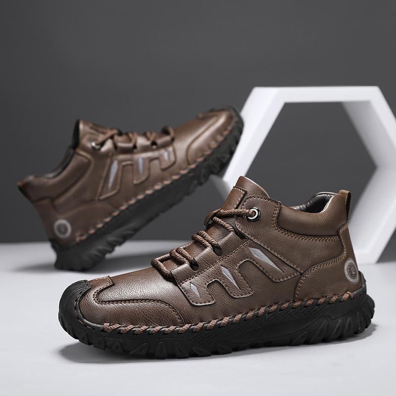 Pánské kožené boty nad kotník, ležérní tenisky, zimní plyšové boty, sněhule 39-45