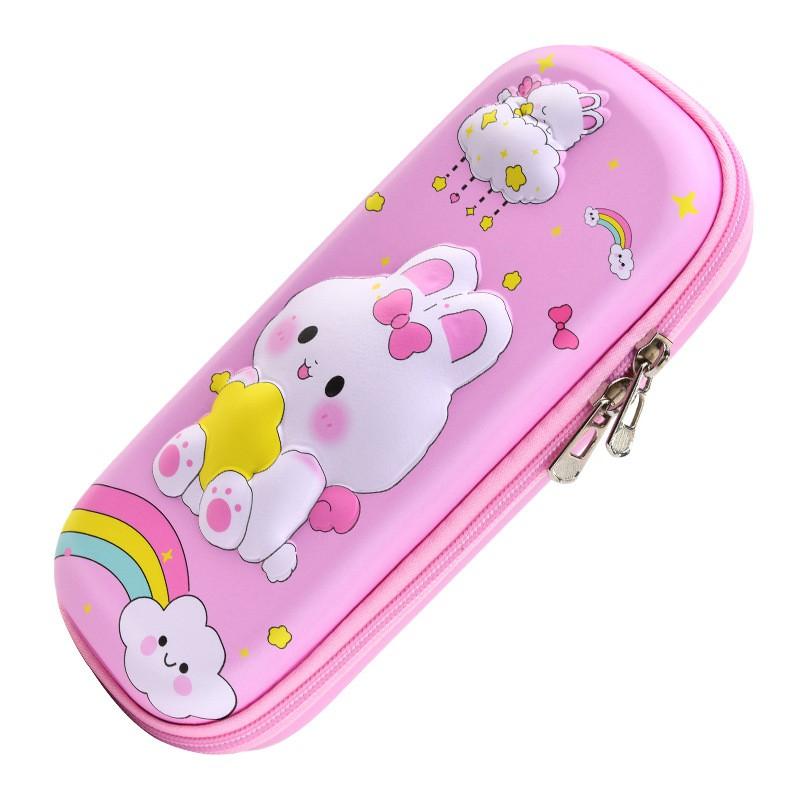 Kids Pencil Case 3D PU Leather Stationery Bag Boys Girls School Supplies Cartoon Design Multi Compartment