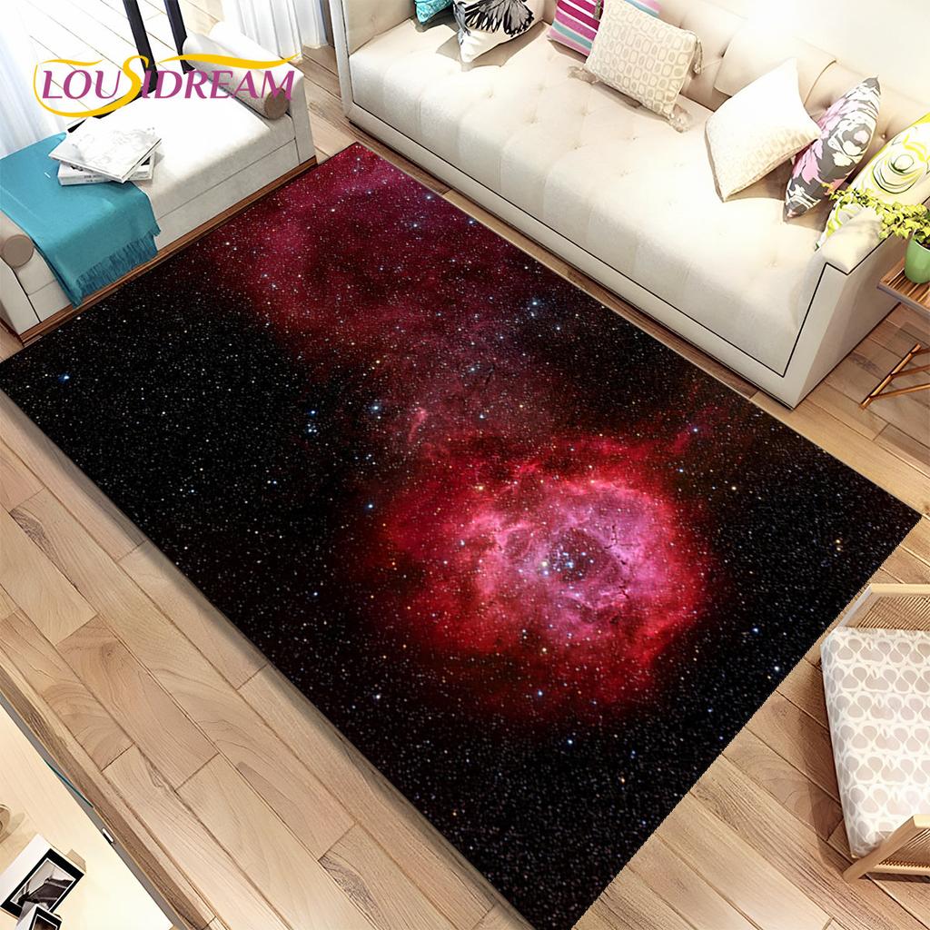 Galaxy Universe Space Stars Area Rug,Carpet Rug for Home Living Room Bedroom Sofa Doormat Decor,Kids Play Non-slip Floor Mat HD