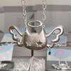 1 Piece Personality Super Big Choker Clavicle Chain Angel Cat Pendant Necklace Hip Hop Jewelry Accessories Gifts