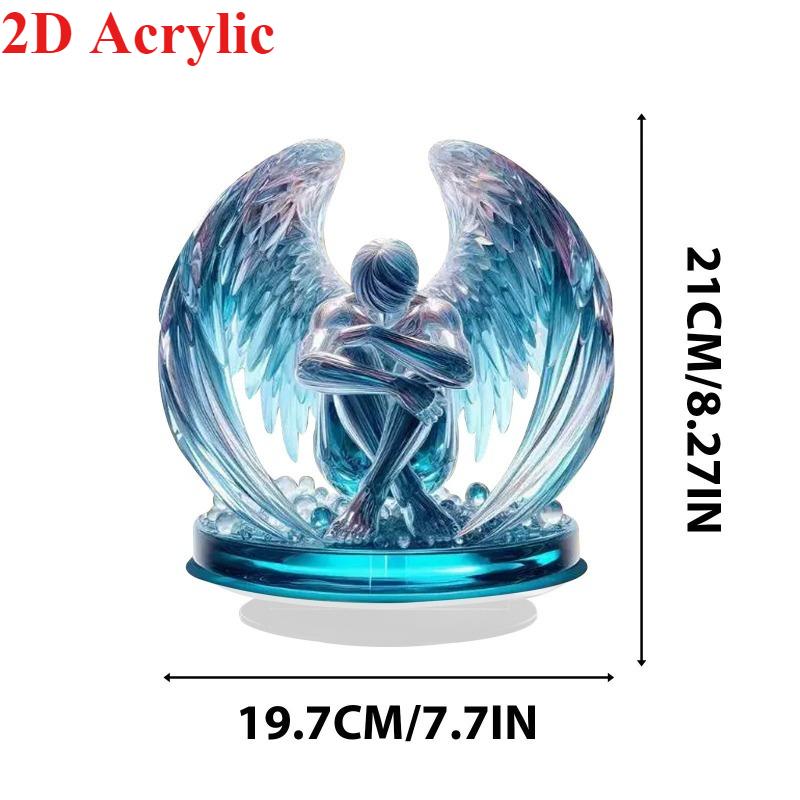 Exquisite Acrylic 2D Angel Home Ornament Office Desktop Living Room Decors Perfect Christmas New Year Gift for Friends