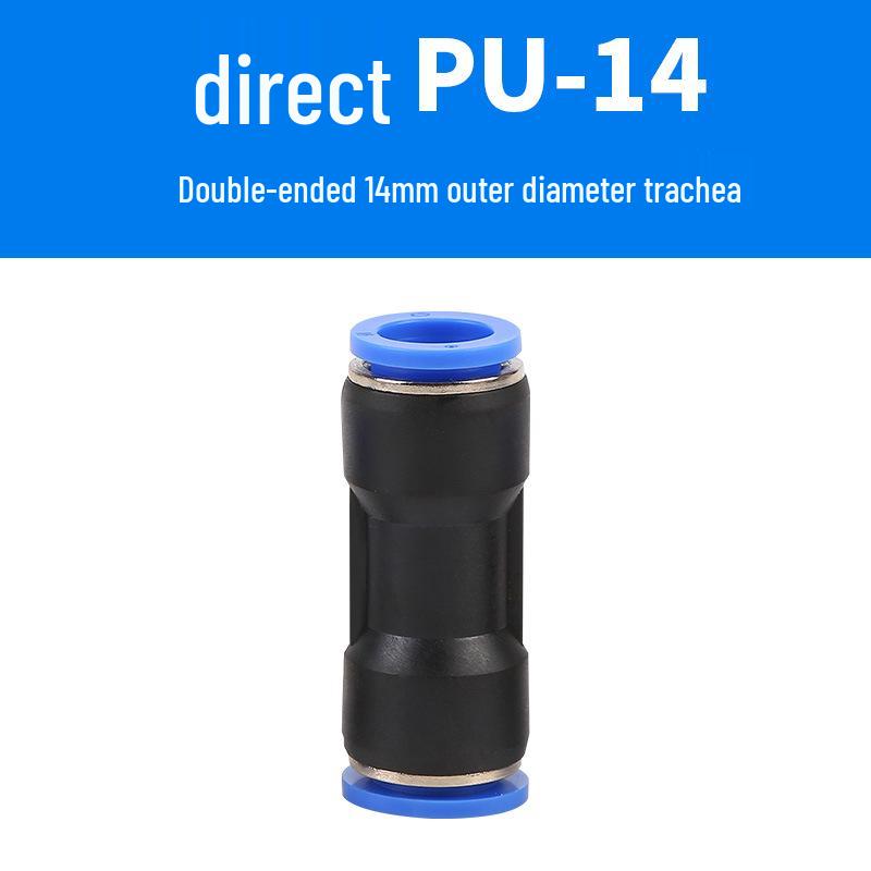 Straight Quick Push-In Pneumatic Air Tube Connector, PU Sizes 6-16, Plastic Two-Way Joint