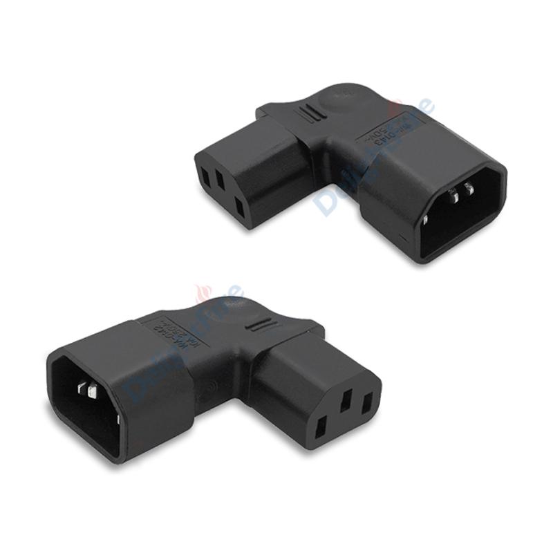C14 C13 AC Adapter Left Right Angle Socket IEC 320 3pin Male Female Extension 90 Degree Down Up Angle AC Plug Converter