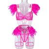 Metal Chain Lace Feather Lace Sexy Lingerie Women Thong Set of 3