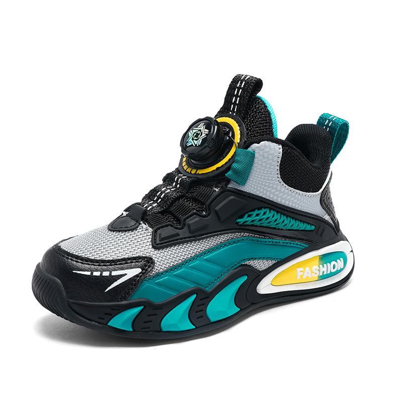 Girls' middle-aged and older children's basketball shoes, light boys' sports shoes, 2025 new spring leather children's sports shoes