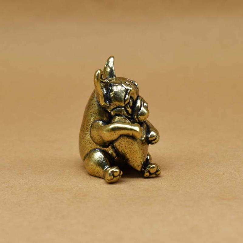 1PCSCollection Statues Desktop   Solid Copper Pug Figurines Feng Shui  Vintage Brass Dogs Ornament Tea Pet Home Decor