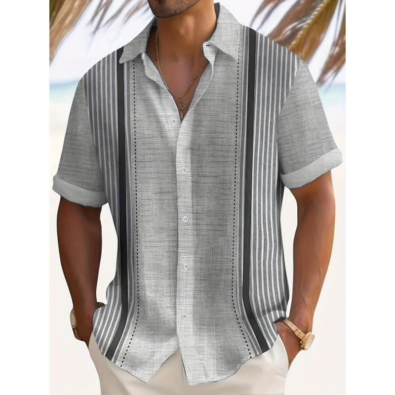 The men's short-sleeved shirt for summer 2025 is breathable lightweight casual and refreshing with 3D printing