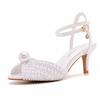 Fashion Plus Size 34-43 Shoes for Women Summer Luxury Fashion Wedding Party Evening Pearl Peep Toe High Heel Buckle Sandalias De Mujer