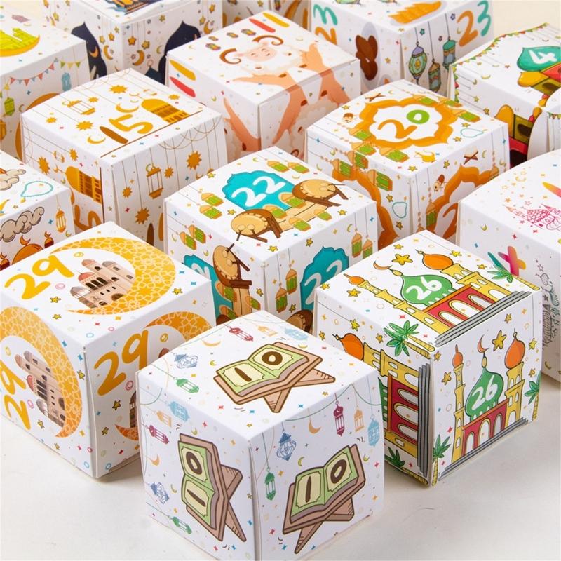 30Pcs Eid Countdown Treat Boxes Countdown Candy Boxes Party Treat Box Candy Cookie Boxes for Parties Supplies