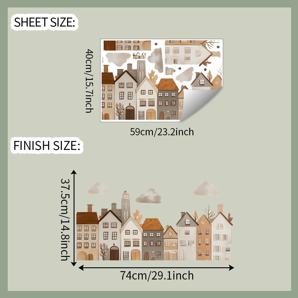 

Городские наклейки на стену в скандинавском стиле для детской спальни, комнатный арт-декор, виниловые наклейки