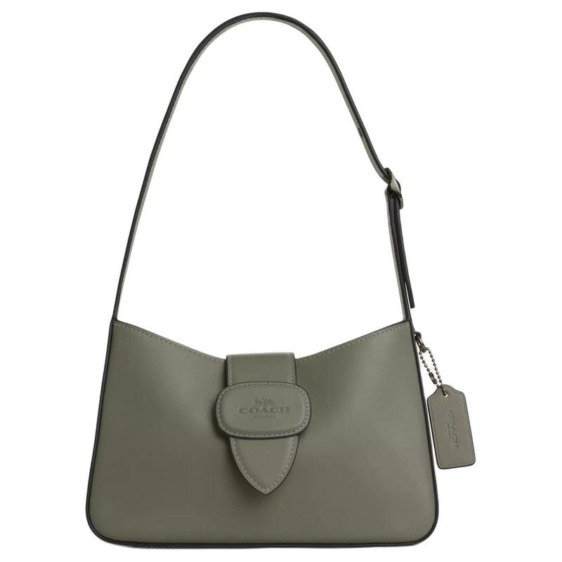 COACH Eliza 25 Zipper Closure Adjustable Shoulder Strap Calfskin Hand Shoulder Bag Medium Women s Gunmetal and Army Green зелёный