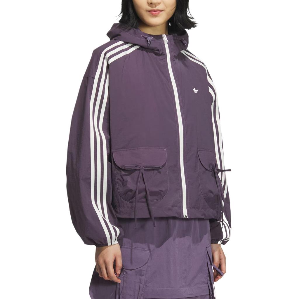 adidas Originals Windbreaker Hooded Fashion Simple Versatile Jacket Women Jacket Dark-Violet KB8965