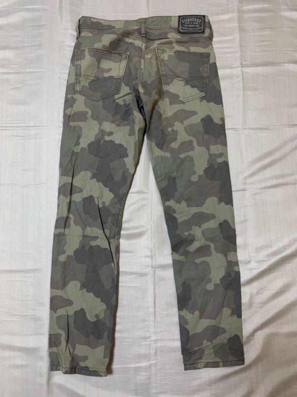 Signature by Levi's Military Pants Bottoms Khaki Camo Pattern(USED)