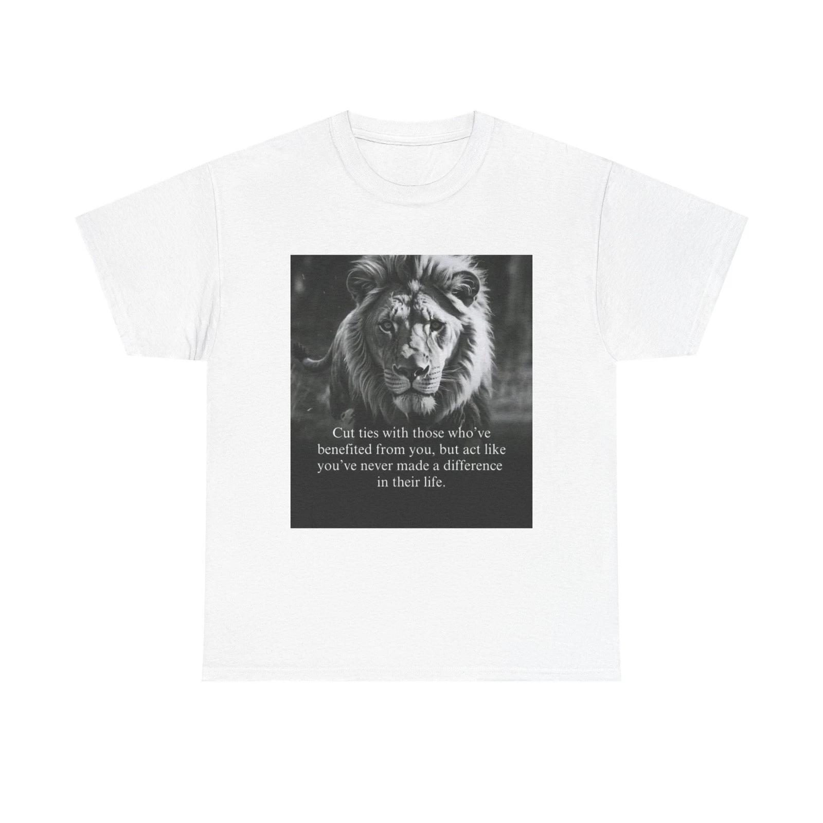 Lion Portrait Tee with Motivational Quote | Black & White Graphic S