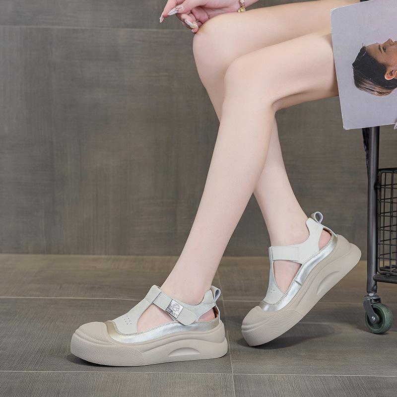 Baotou sandals women's height increase summer new breathable hollow casual platform sandals 2531