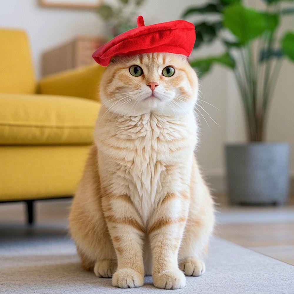 Fashionable Cat Beret Hat Cute Pet Headwear Durable Cat Sunscreen Hat  For Cat Dog