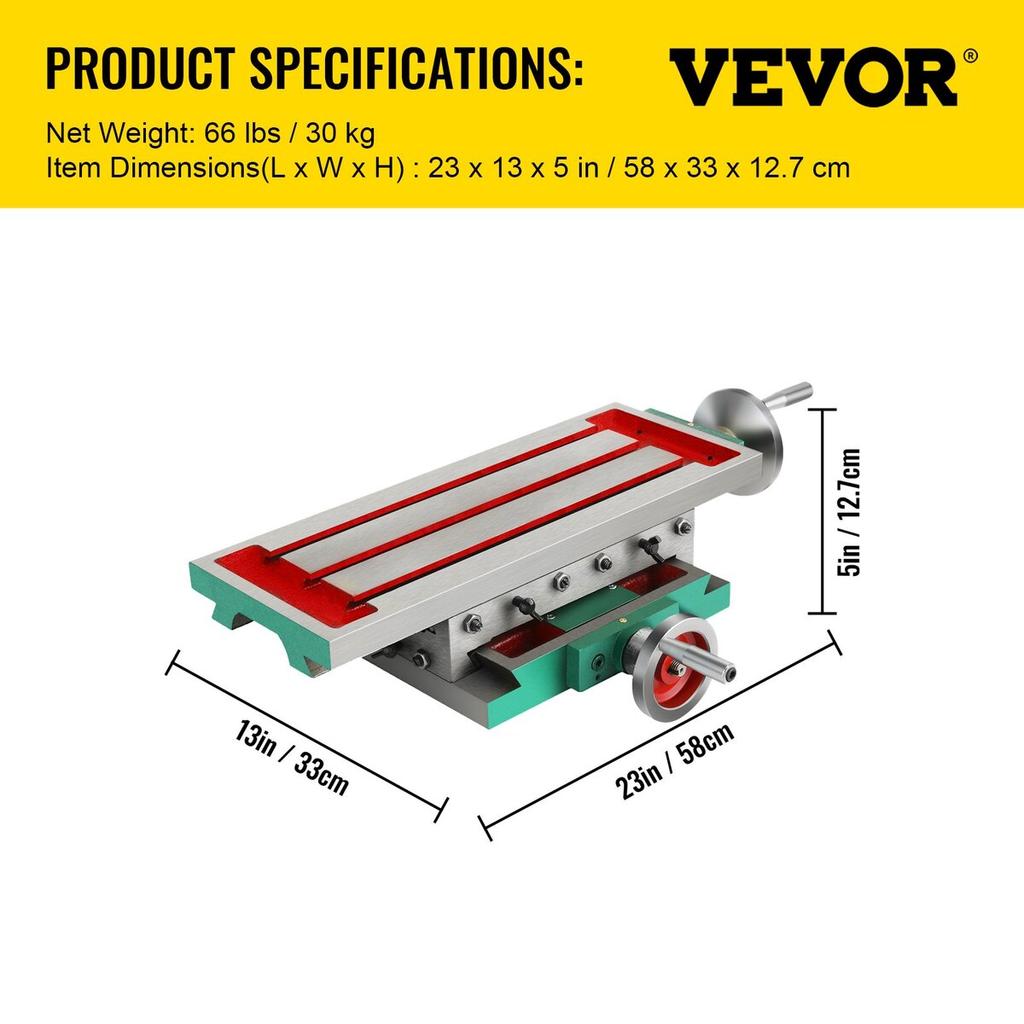 Milling Table 17.7×6.7Inch Compound Slide Milling Table 30KG Multifunction Worktable Cross Milling Machine Compound 2 Axis 4 Ways for All Drill Stands