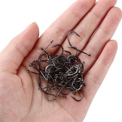 Fishing Tackle Carbon Steel Black Nickle Flattened Sharped Fishhooks Big Long Shank Barbed Fishing Hooks Off-set Fishing Hook