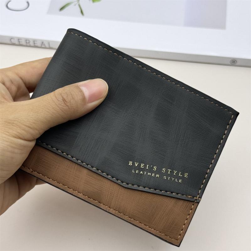 

Men’s Vintage Trifold Wallet PU Leather Short Wallet with ID Window Coin Pocket Multi Card Holder Casual Bifold Purse Gift for Men чёрный