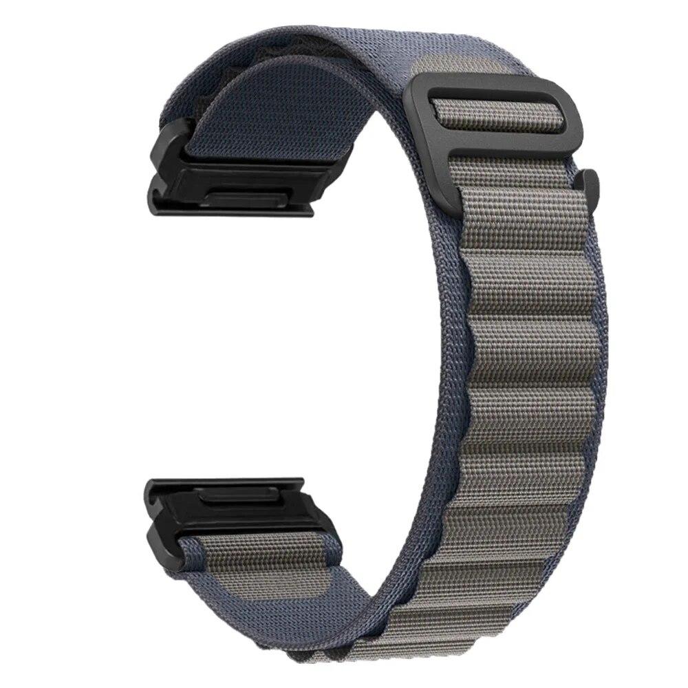 

Нейлоновый быстросъемный ремешок для Garmin Fenix ​​7X 7 Pro Fenix ​​6X 6 5X 5Plus 22 мм 26 мм Tactix 7 Forerunner 965 955 Enduro 2 с петлей 26mm синий