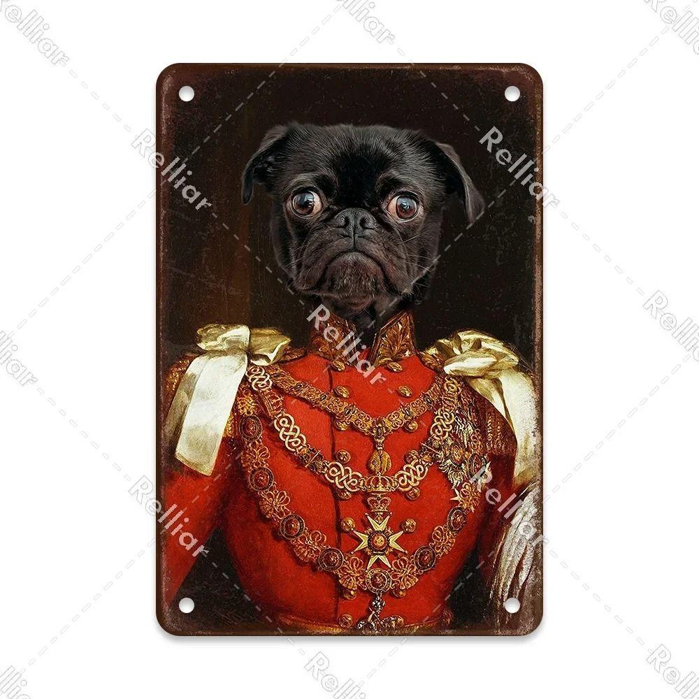 Metal Sign Gentleman Dog Wall Decor, Vintage Tin Plate for Living Room 20x30 cm